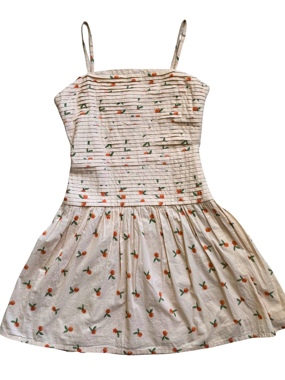 Women's Peach Print Spaghetti Strap Sundress | Mini Dress | 100% cotton